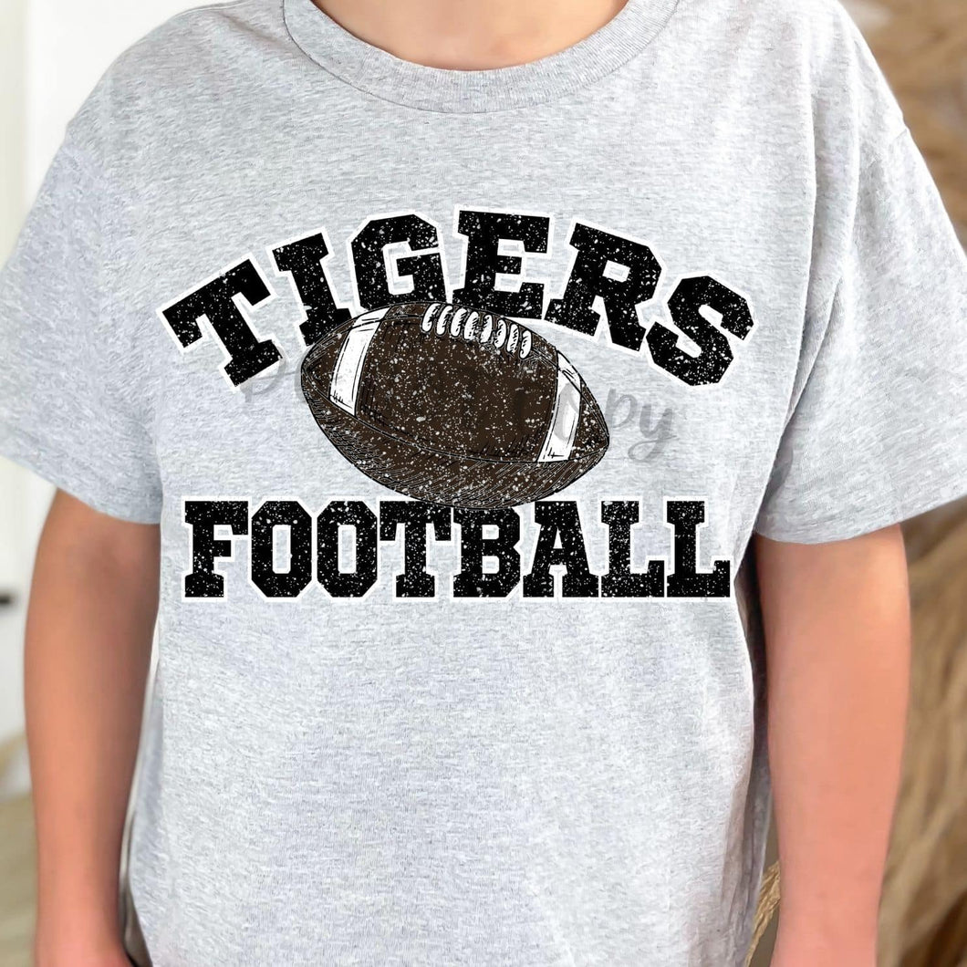 TIGERS Football Distressed Black and White Digital Downloads