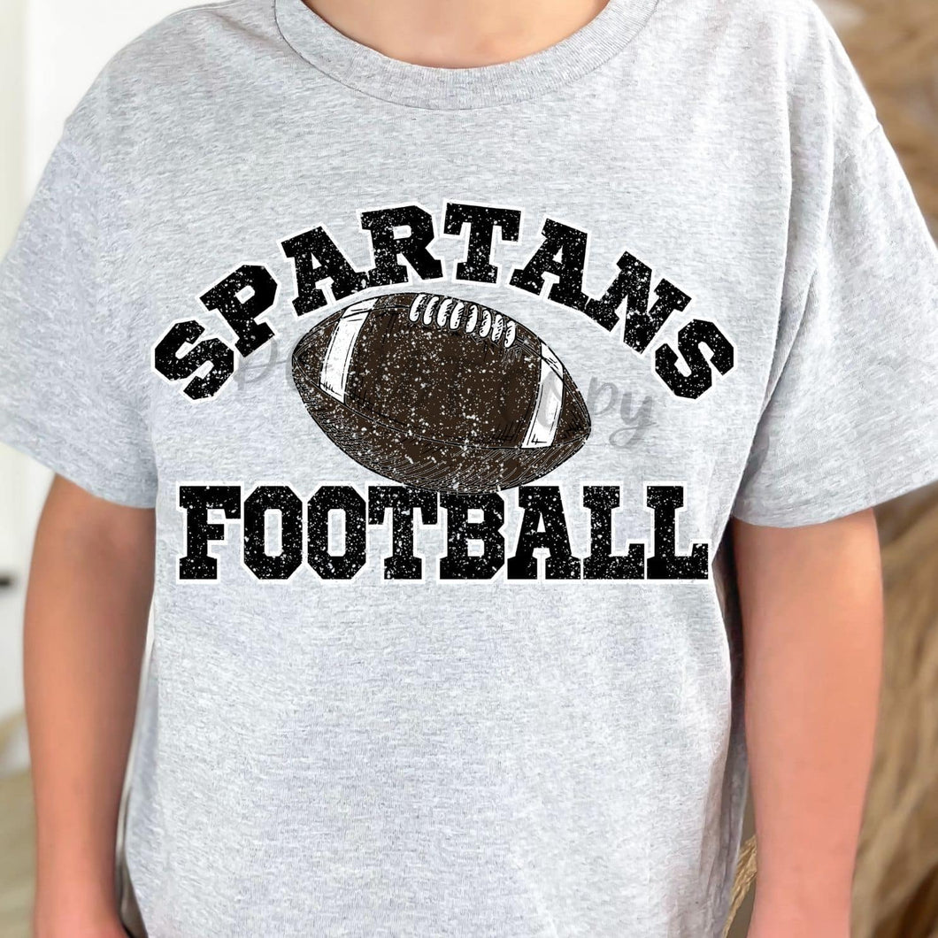 SPARTANS Football Distressed Black and White Digital Downloads