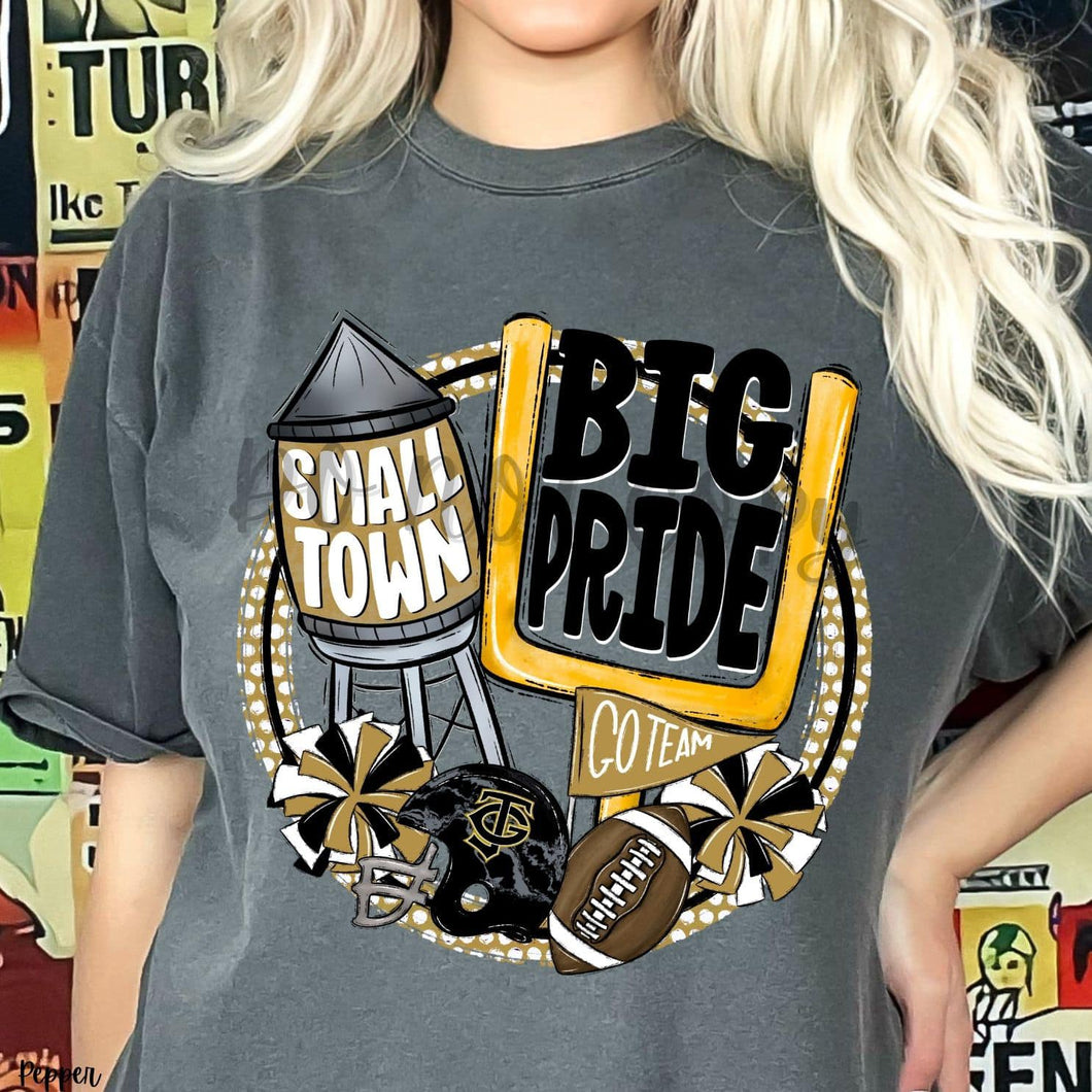 KBD OG Small Town Big Pride Football GIANTS Gold, Black and White