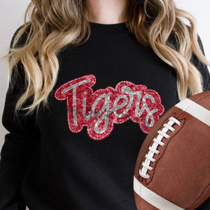 KBD OG SEQUIN AND EMBROIDERY WORDS TIGERS Silver and Red