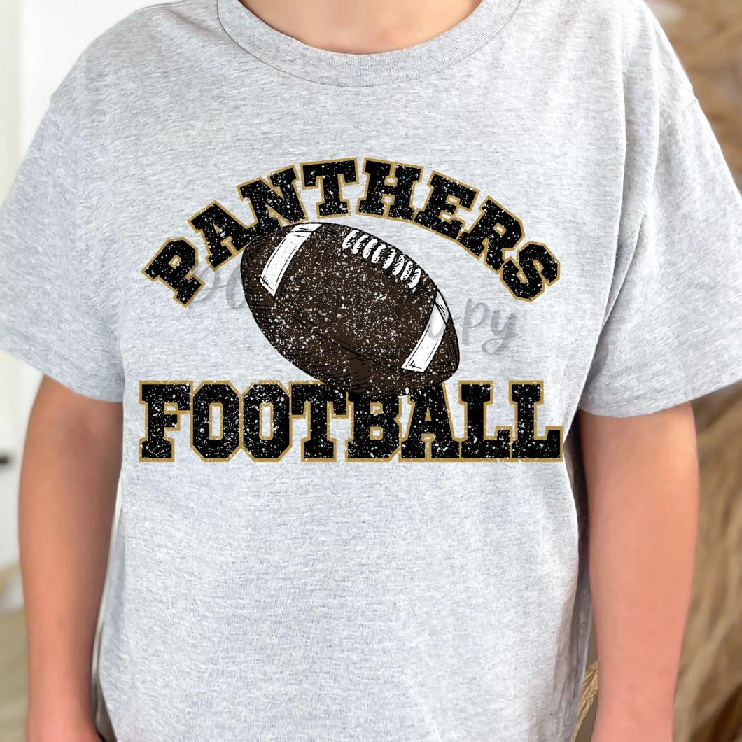 PANTHERS Football Distressed Black and Vegas Gold Digital Downloads
