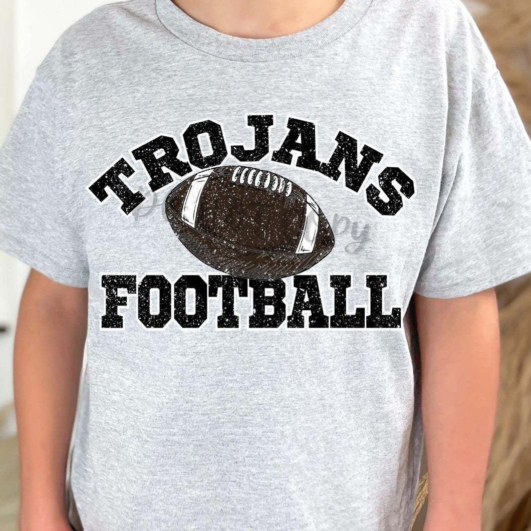 TROJANS Football Distressed  Black and White Digital Downloads