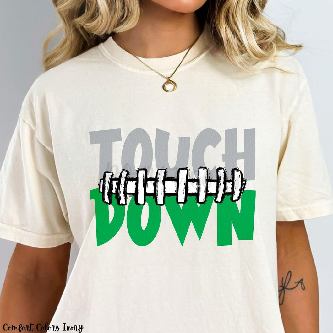 Touch Down Football Seams Grey & Kelly Green