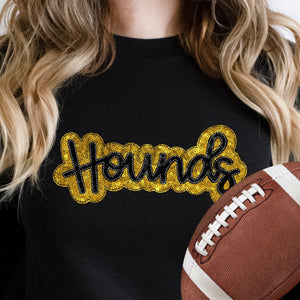 KBD OG SEQUIN AND EMBROIDERY WORDS HOUNDS Black and Yellow Gold