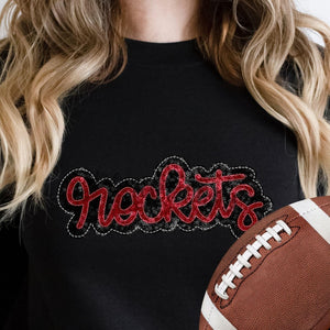 KBD OG SEQUIN AND EMBROIDERY WORDS ROCKETS Red and Black