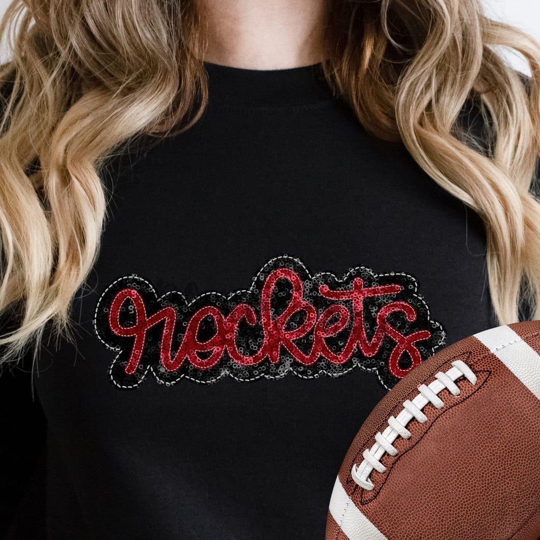KBD OG SEQUIN AND EMBROIDERY WORDS ROCKETS Red and Black