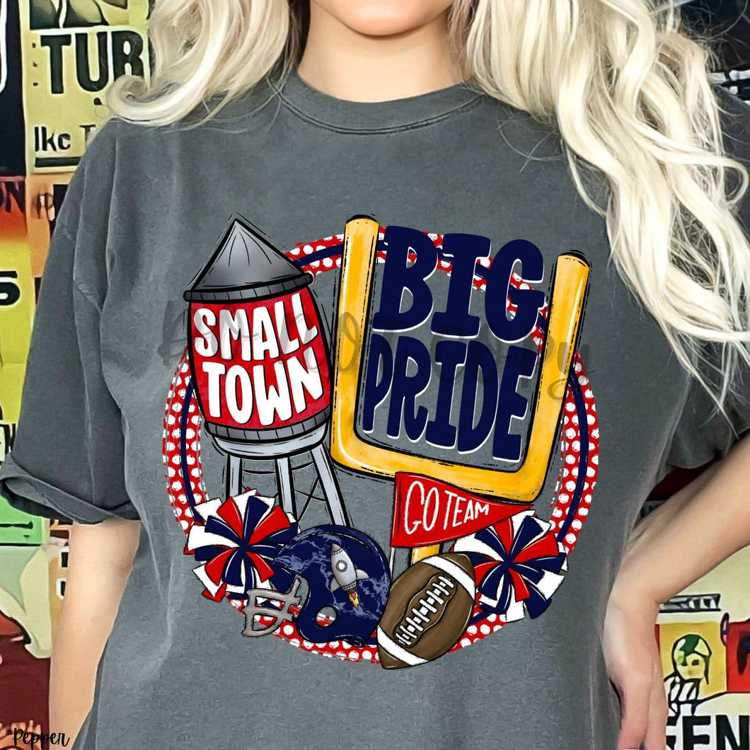 KBD OG Small Town Big Pride Football ROCKETS Navy, Red and White