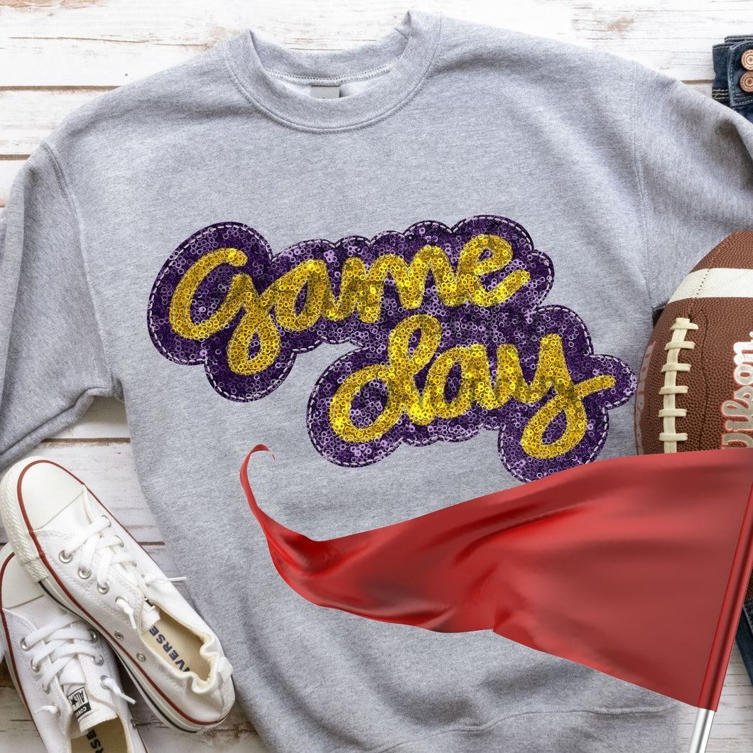 KBD OG Faux Sequin & Embroidery GAMEDAY Yellow Gold and Purple
