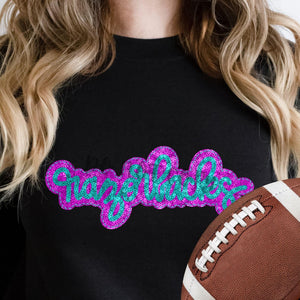KBD OG SEQUIN AND EMBROIDERY WORDS RAZORBACKS Teal and Pink