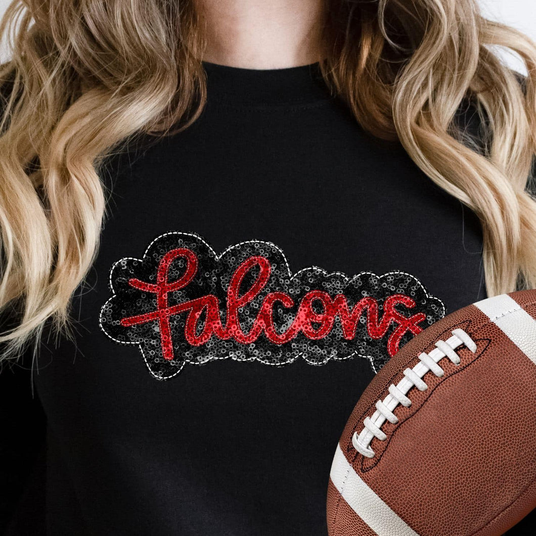 KBD OG SEQUIN AND EMBROIDERY WORDS FALCONS Red and Black