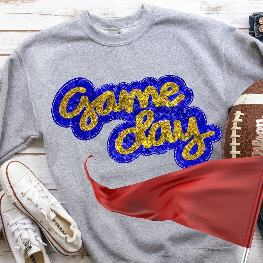 KBD OG Faux Sequin & Embroidery GAMEDAY Yellow Gold and Royal