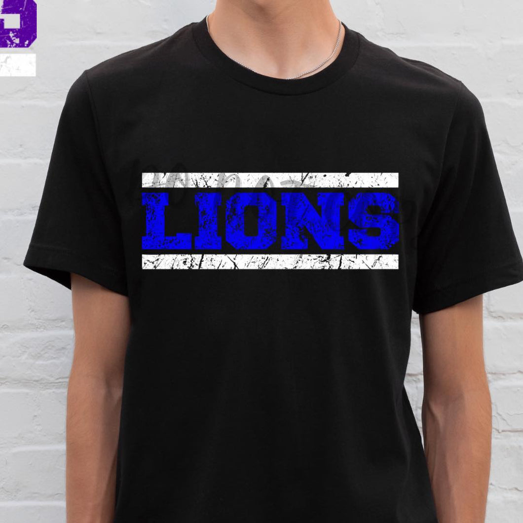 LIONS Distressed Royal and White Digital Download