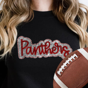 KBD OG SEQUIN AND EMBROIDERY WORDS PANTHERS Red and Silver