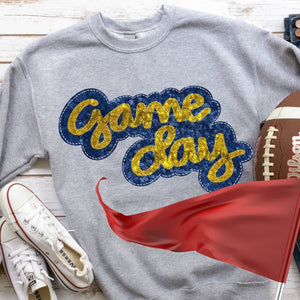 KBD OG Faux Sequin & Embroidery GAMEDAY Yellow Gold and Royal