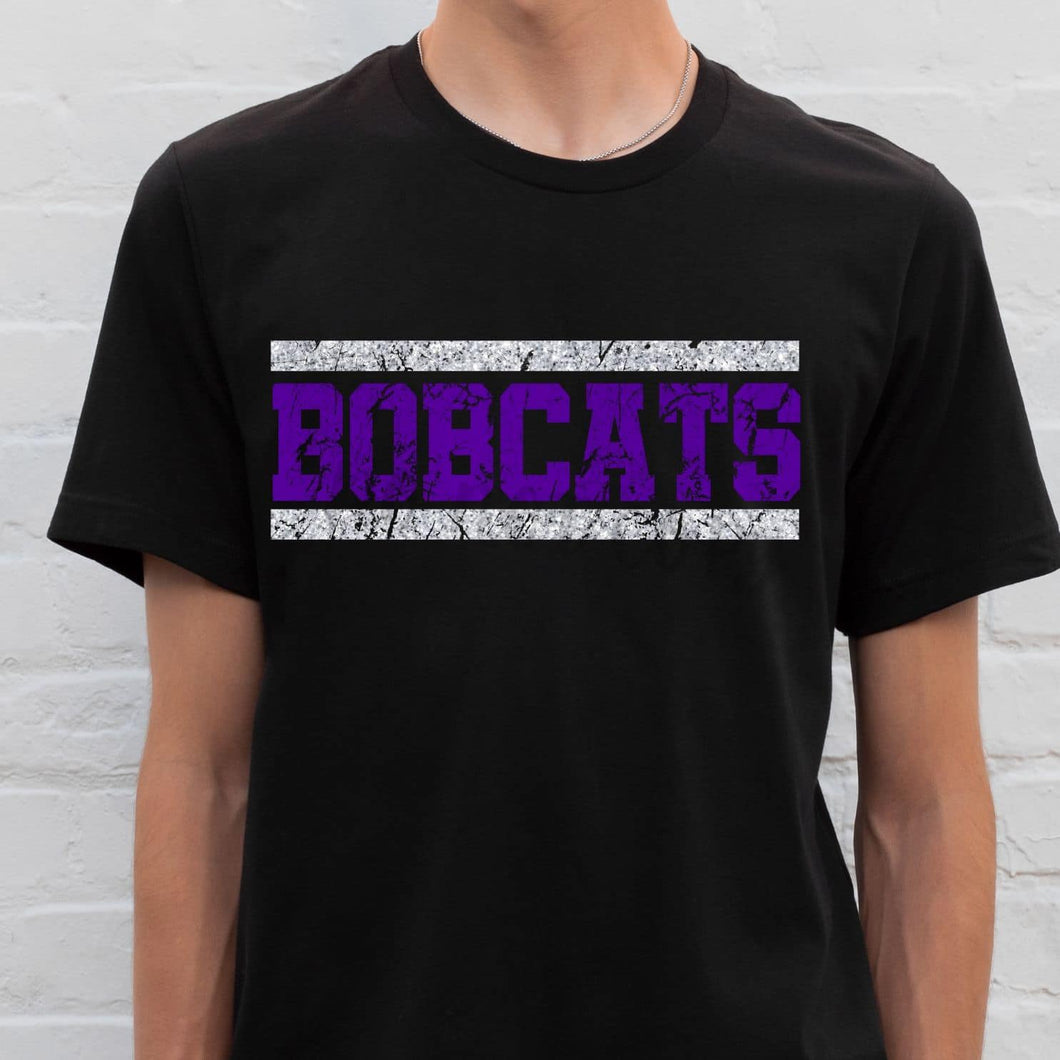BOBCATS Distressed Purple and White Digital Download