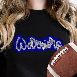 KBD OG SEQUIN AND EMBROIDERY WORDS WARRIORS Silver and Royal Blue
