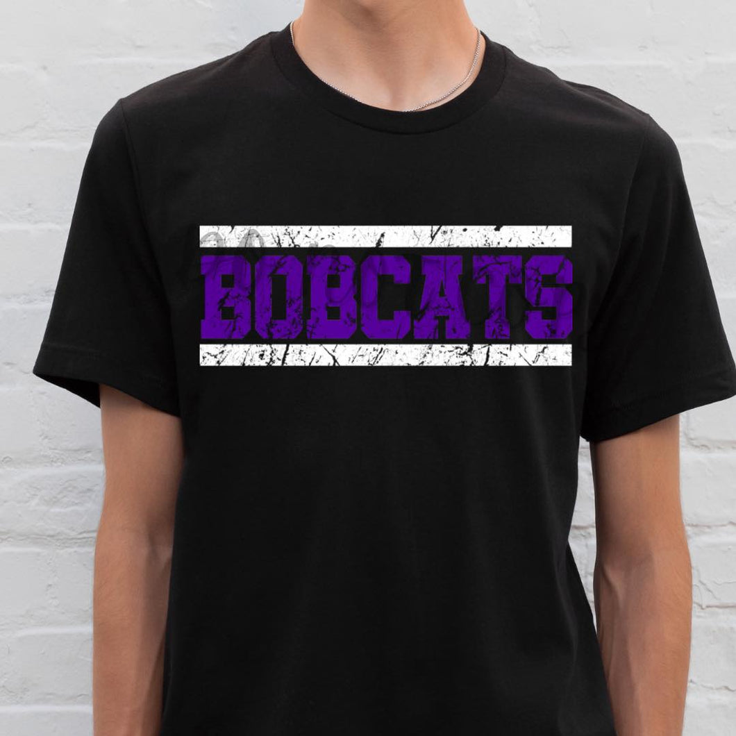 BOBCATS Distressed Purple and White Digital Download