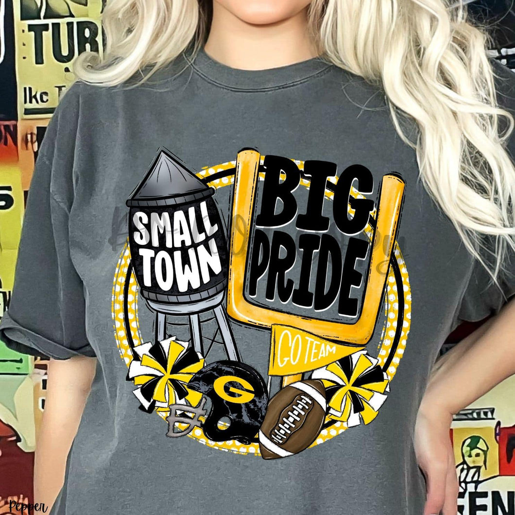 KBD OG Small Town Big Pride Football G RUSSELL Yellow Gold, Black and White