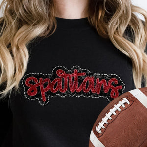 KBD OG SEQUIN AND EMBROIDERY WORDS SPARTANS Red and Black