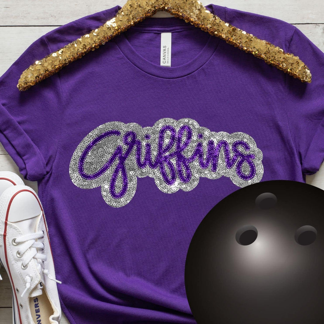 KBD OG SEQUIN AND EMBROIDERY WORDS GRIFFINS Purple and Silver