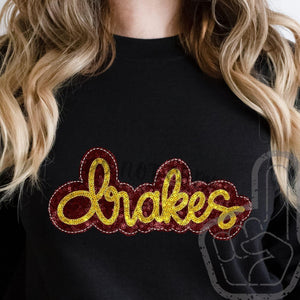KBD OG SEQUIN AND EMBROIDERY WORDS DRAKES Yellow Gold and Maroon