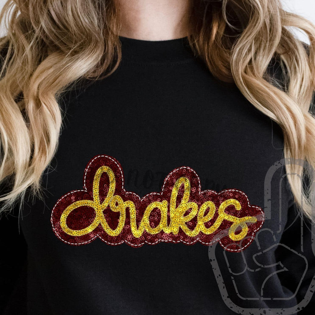 KBD OG SEQUIN AND EMBROIDERY WORDS DRAKES Yellow Gold and Maroon
