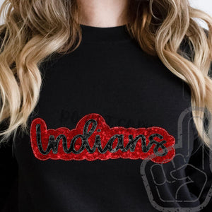 KBD OG SEQUIN AND EMBROIDERY WORDS INDIANS Black and Red