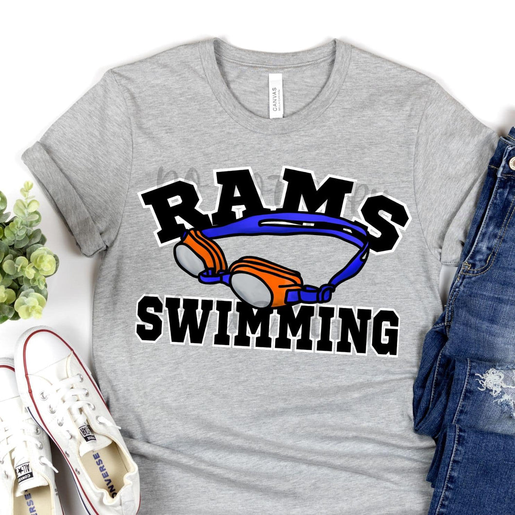 RAMS Swimming  Black and White Digital Downloads