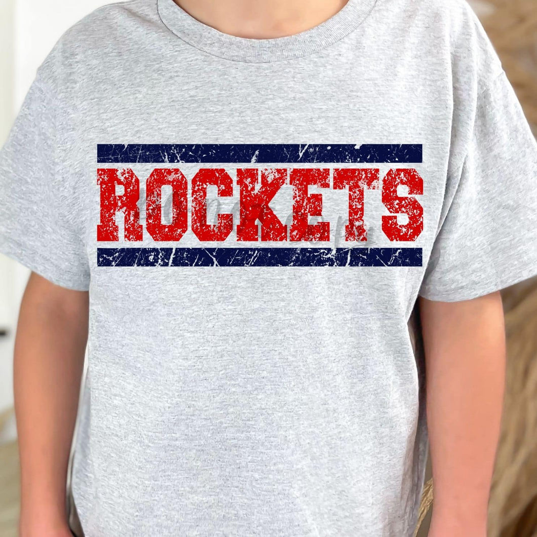 ROCKETS Distressed Red and Navy Digital Download