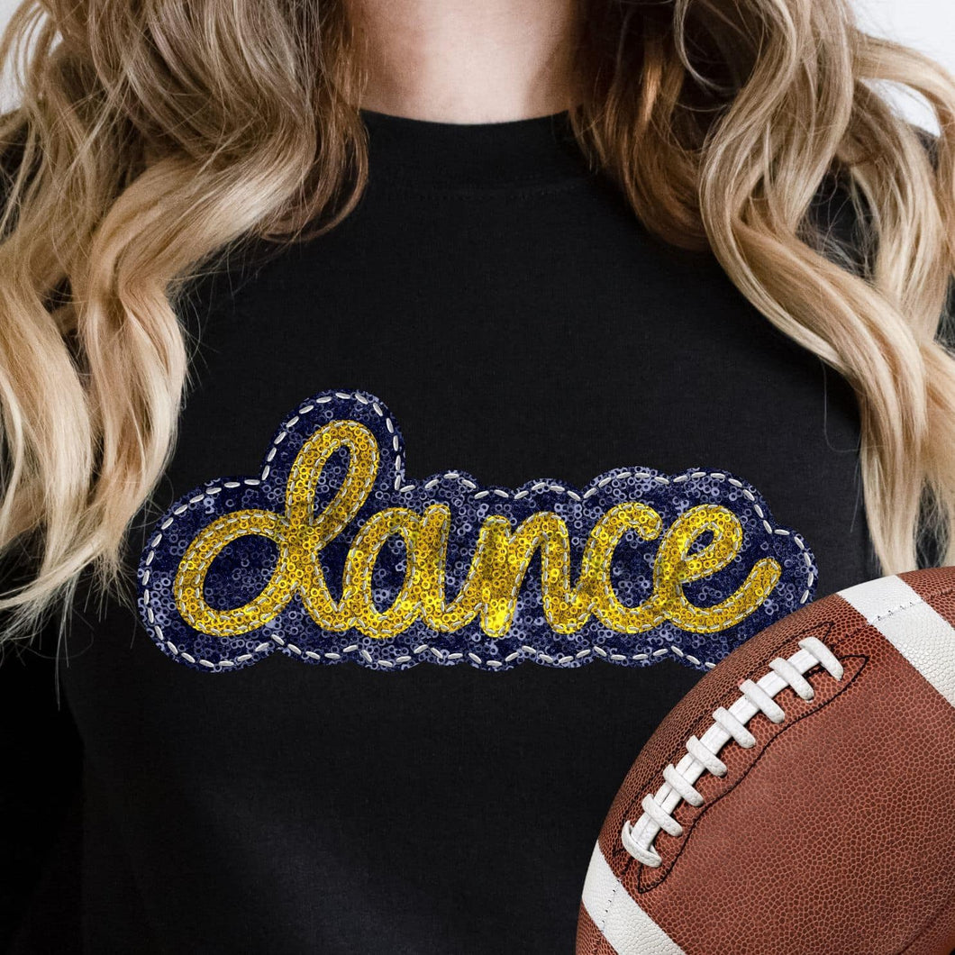 KBD OG SEQUIN AND EMBROIDERY WORDS DANCE Yellow Gold and Navy
