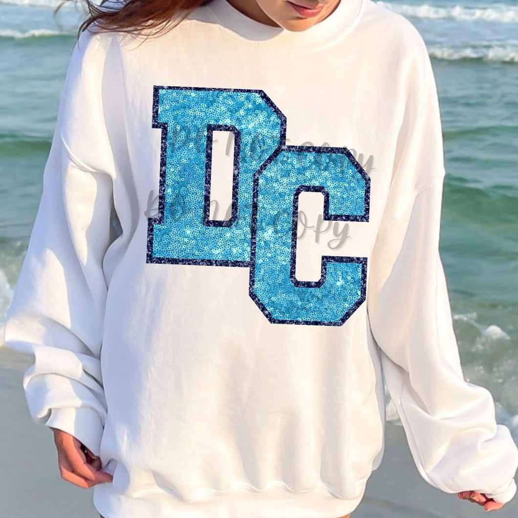 KBD OG SEQUIN AND EMBROIDERY WORDS DC Carolina Blue and Navy