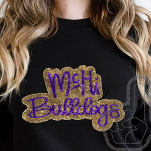 KBD OG SEQUIN AND EMBROIDERY WORDS McHI BULLDOGS Purple and Yellow Gold