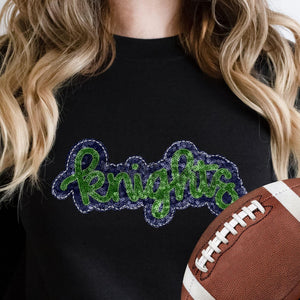 KBD OG SEQUIN AND EMBROIDERY WORDS KNIGHTS Kelly Green and Navy