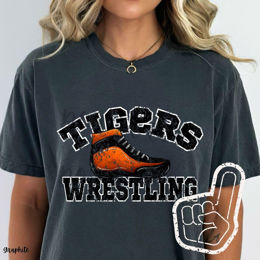TIGERS Wrestling Distressed Black and White Digital Downloads