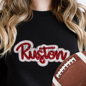 KBD OG SEQUIN AND EMBROIDERY WORDS RUSTON Red and White
