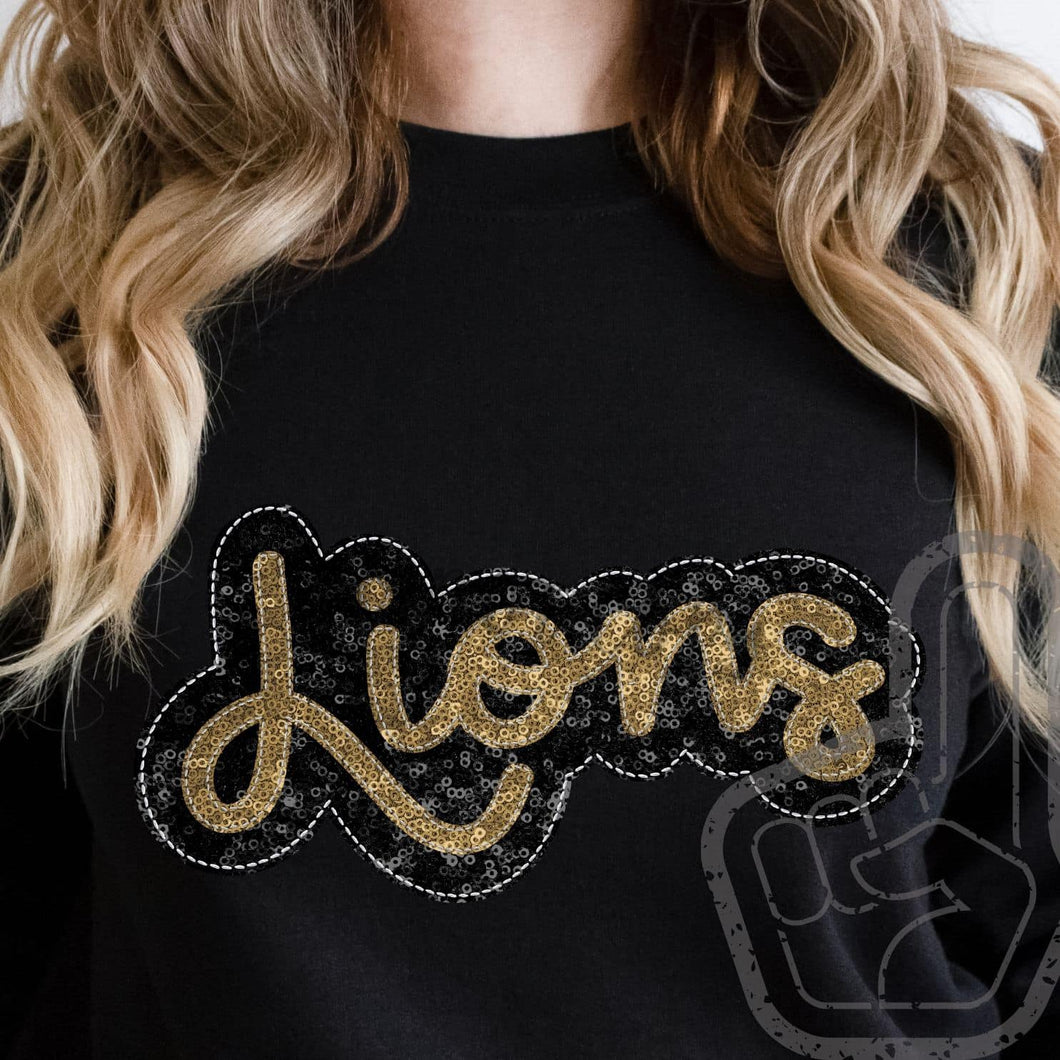 KBD OG SEQUIN AND EMBROIDERY WORDS LIONS Vegas Gold and Black