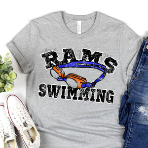 RAMS Swimming Distressed Black and White Digital Downloads