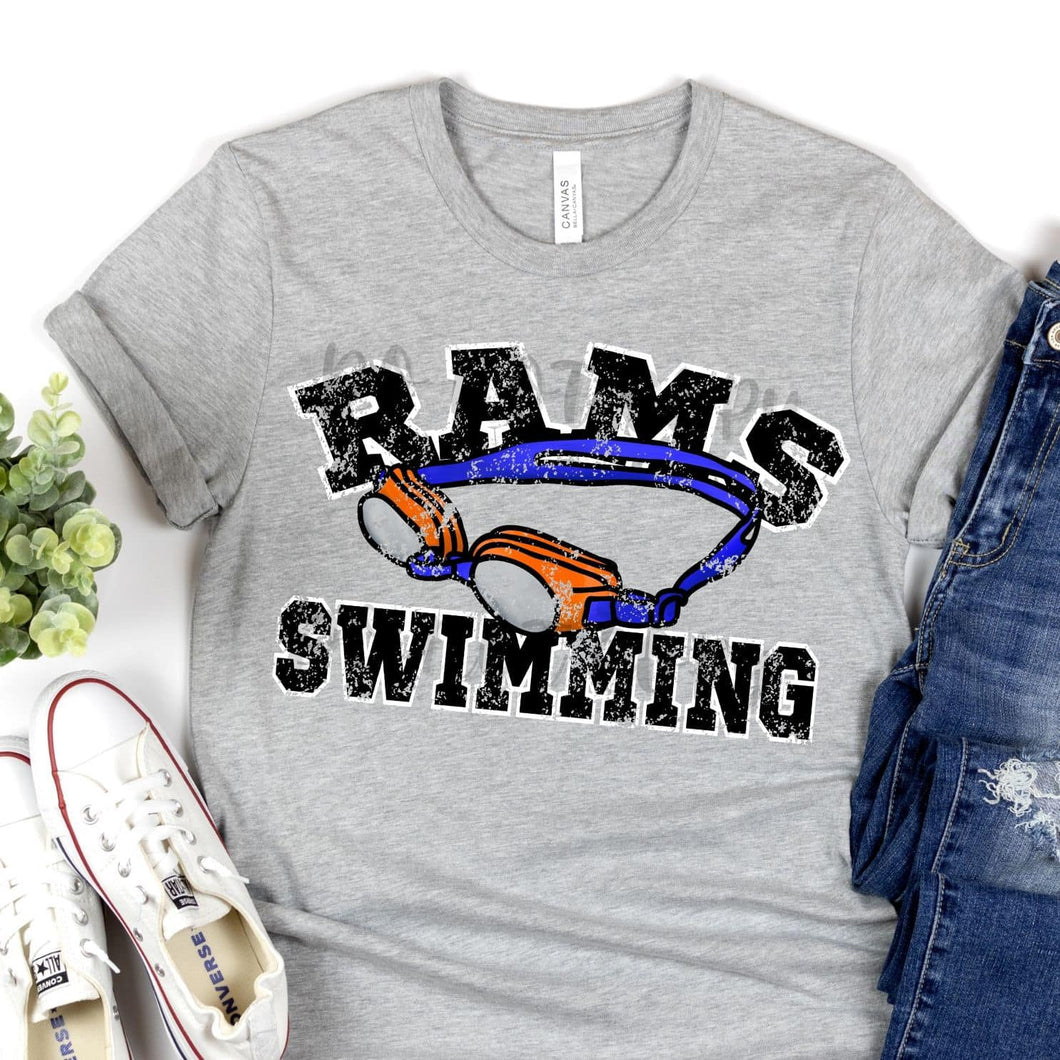 RAMS Swimming Distressed Black and White Digital Downloads
