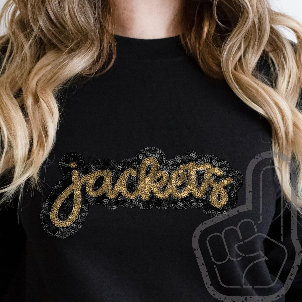 KBD OG SEQUIN AND EMBROIDERY WORDS JACKETS Vegas Gold and Black