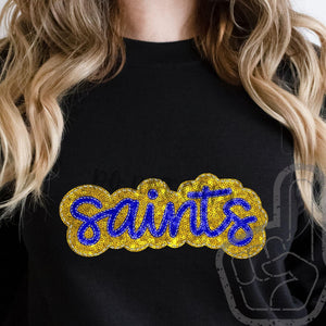 KBD OG SEQUIN AND EMBROIDERY WORDS SAINTS Royal Blue and Yellow Gold