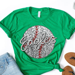 EAGLES BASEBALL Embroidery Sports Balls Faux Sequin Silver Digital Download
