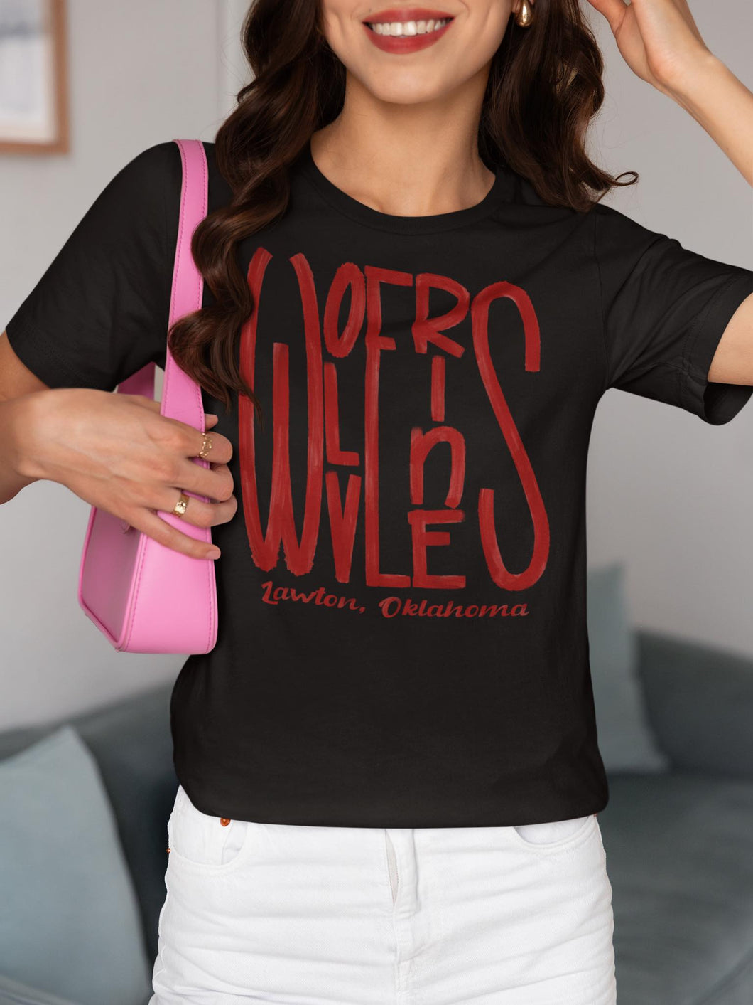 Watercolor Streamlined Hand lettered  WOLVERINES OK Red Digital Download