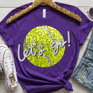 LET'S GO TENNIS Embroidery Sports Balls Faux Sequin Silver Digital Download