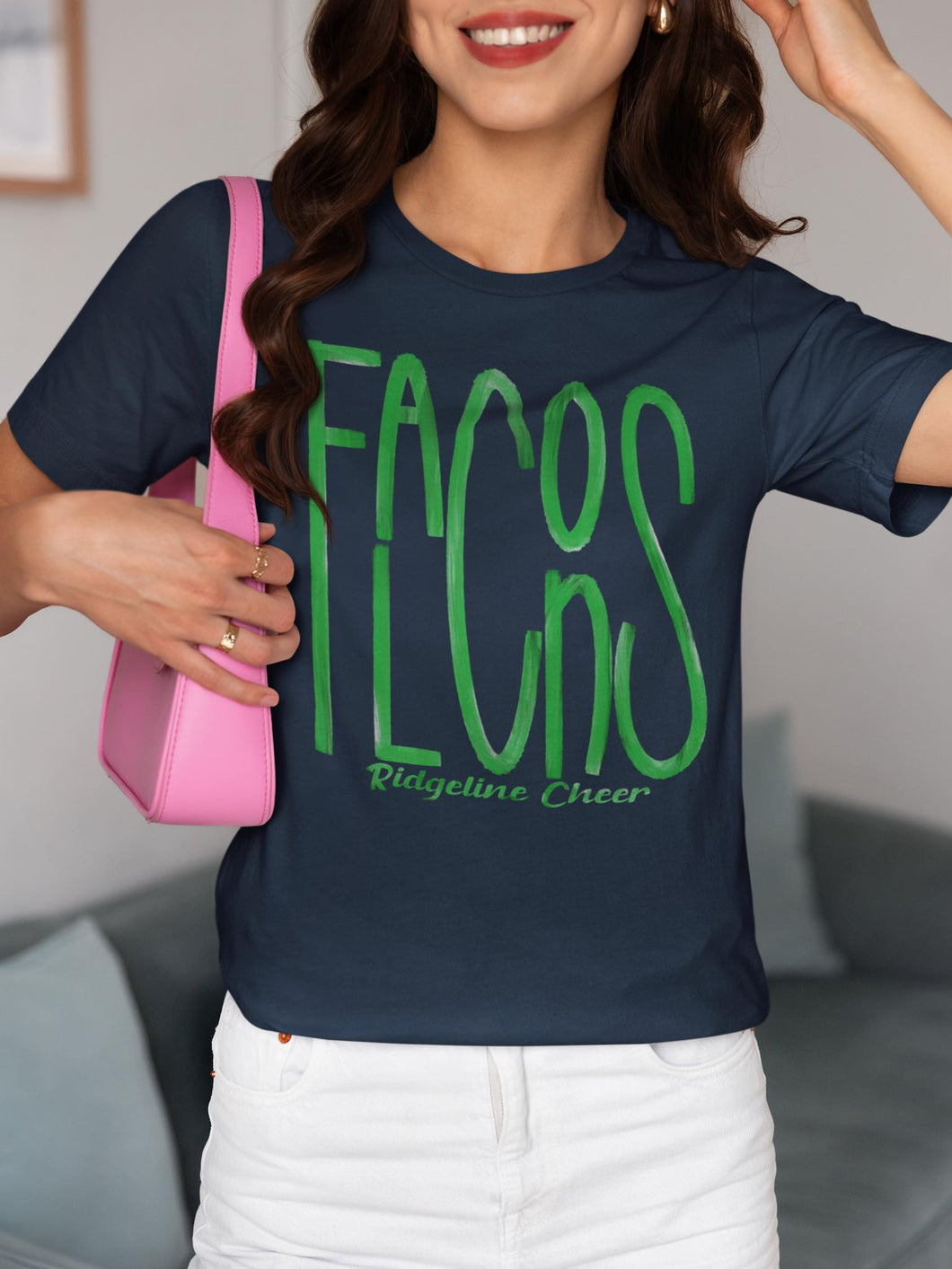 Watercolor Streamlined Hand lettered FALCONS Cheer Kelly Green Digital Download