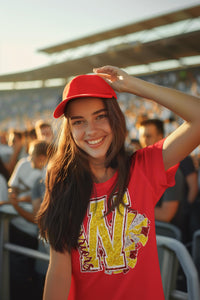 KBD OG Varsity Glitter Cheer W WARRIORS Red and Yellow Gold