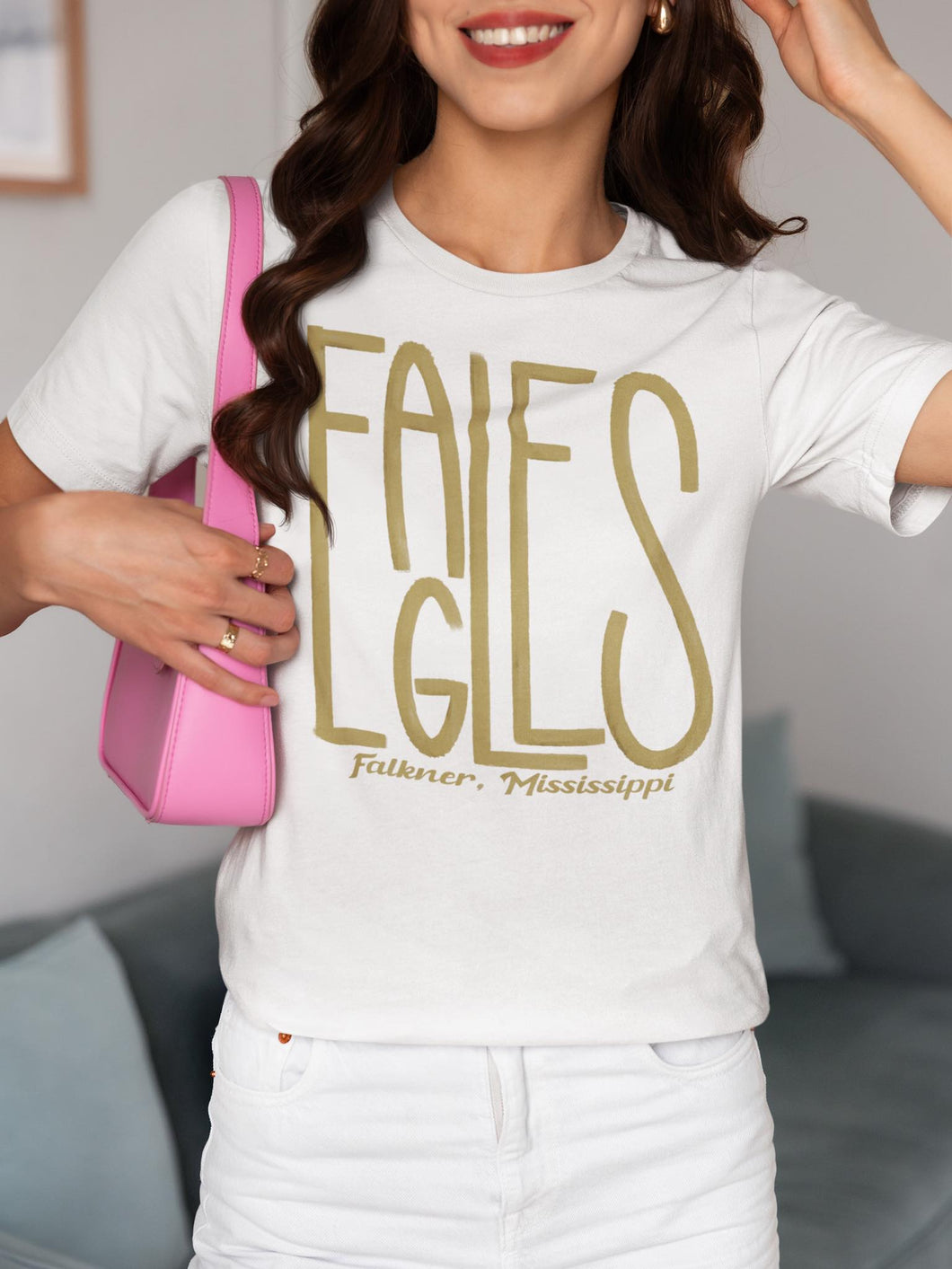 Watercolor Streamlined Hand lettered EAGLES MS Vegas Gold  Digital Download