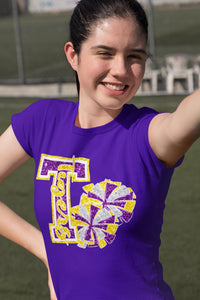KBD OG Varsity Glitter Cheer T TIGERS Vegas Gold and Purple
