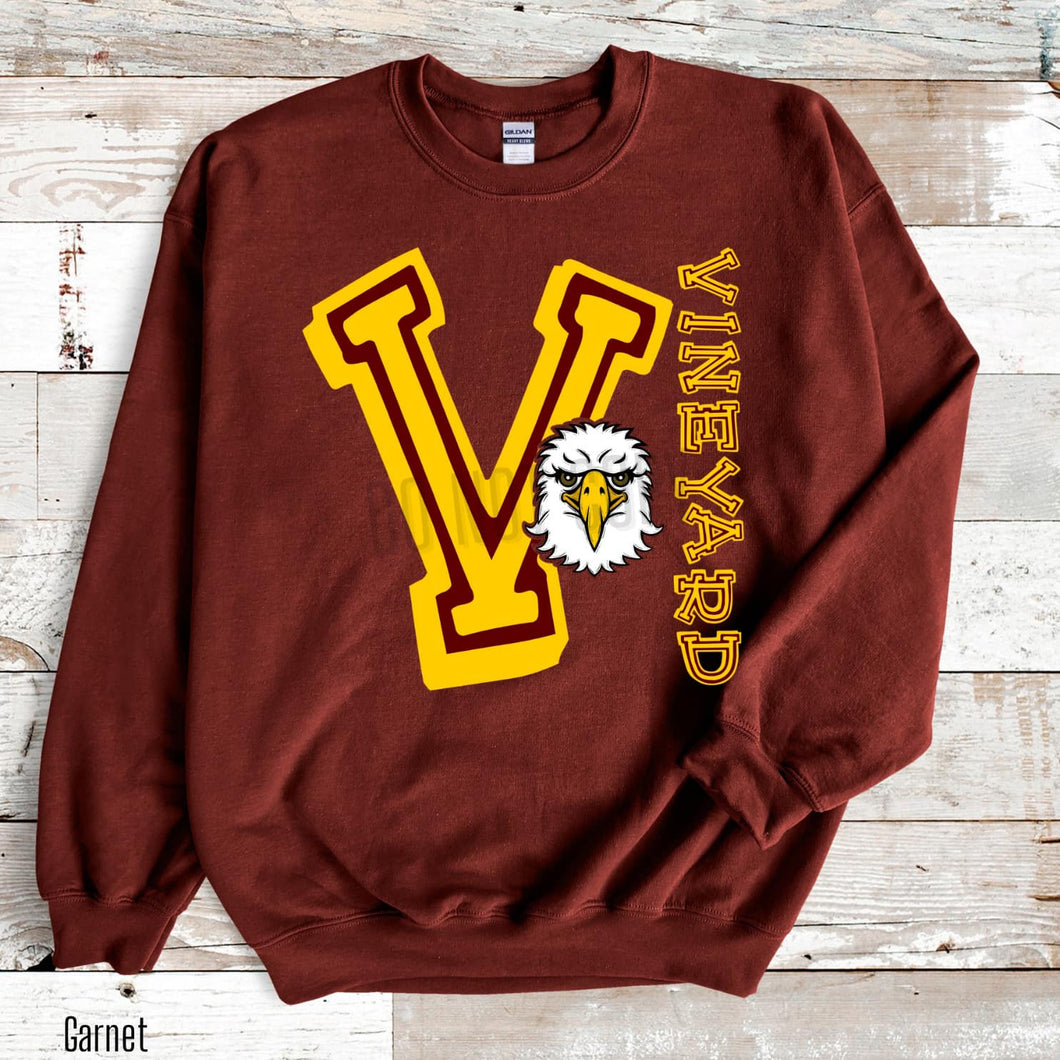 KBD OG Mascot Initial V VINEYARD EAGLES Maroon and Yellow