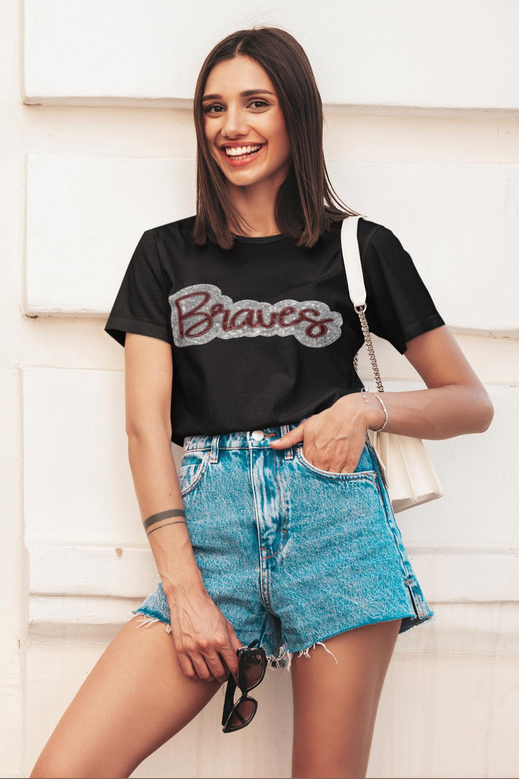 KBD OG SEQUIN AND EMBROIDERY WORDS BRAVES Maroon and Sillver