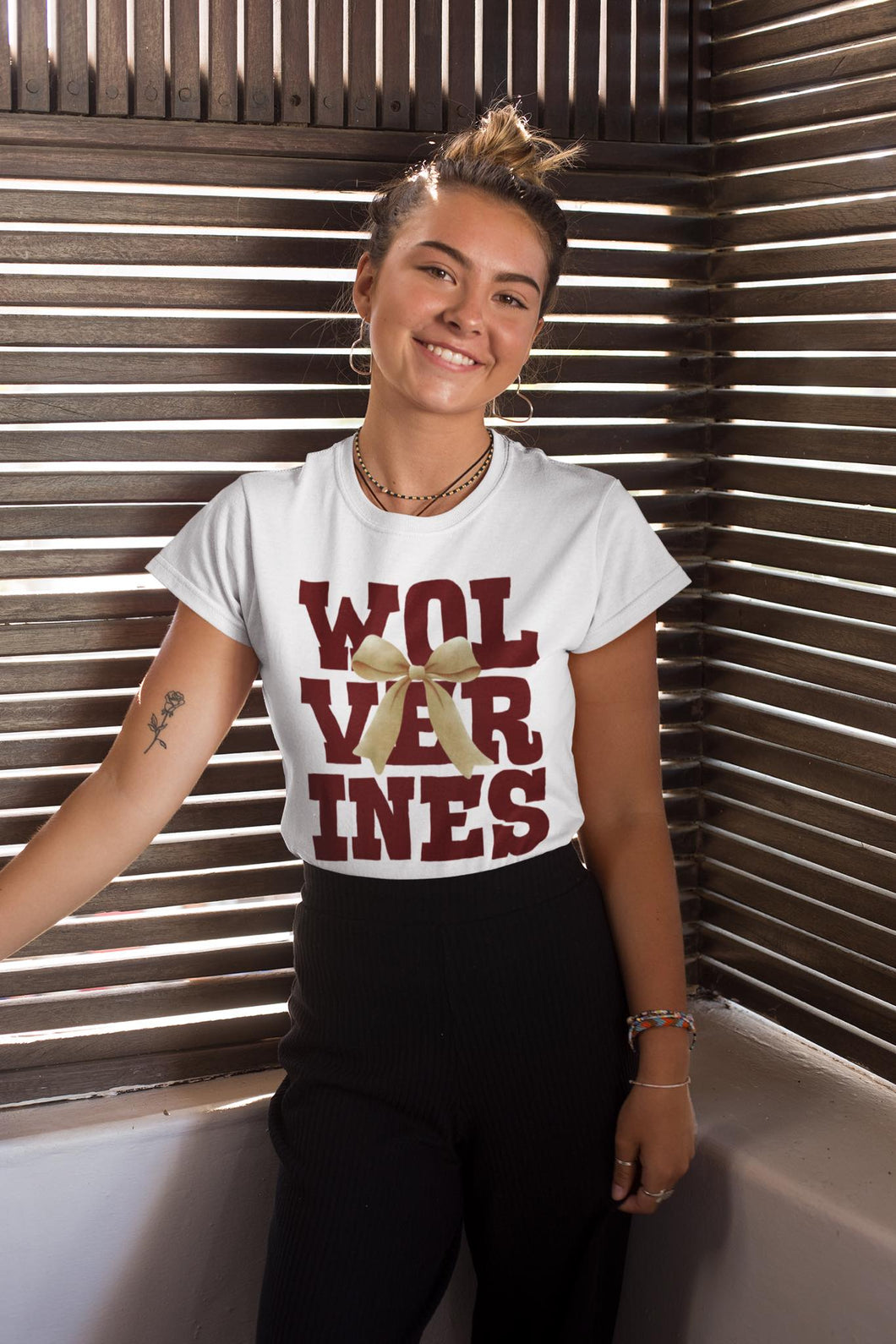 KBD OG Blocky Bow Mascot WOLVERINES Maroon and Gold Bow